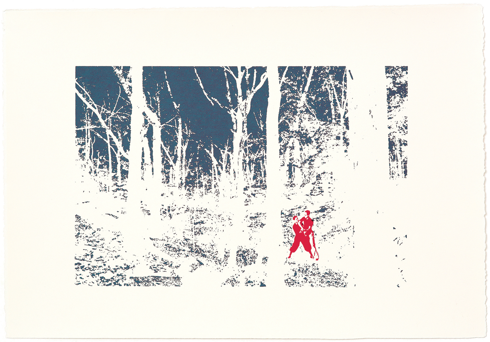 silkscreens, nature, one of a kind prints, printmaking, sisi palmer, art, woods, blue, gray, red