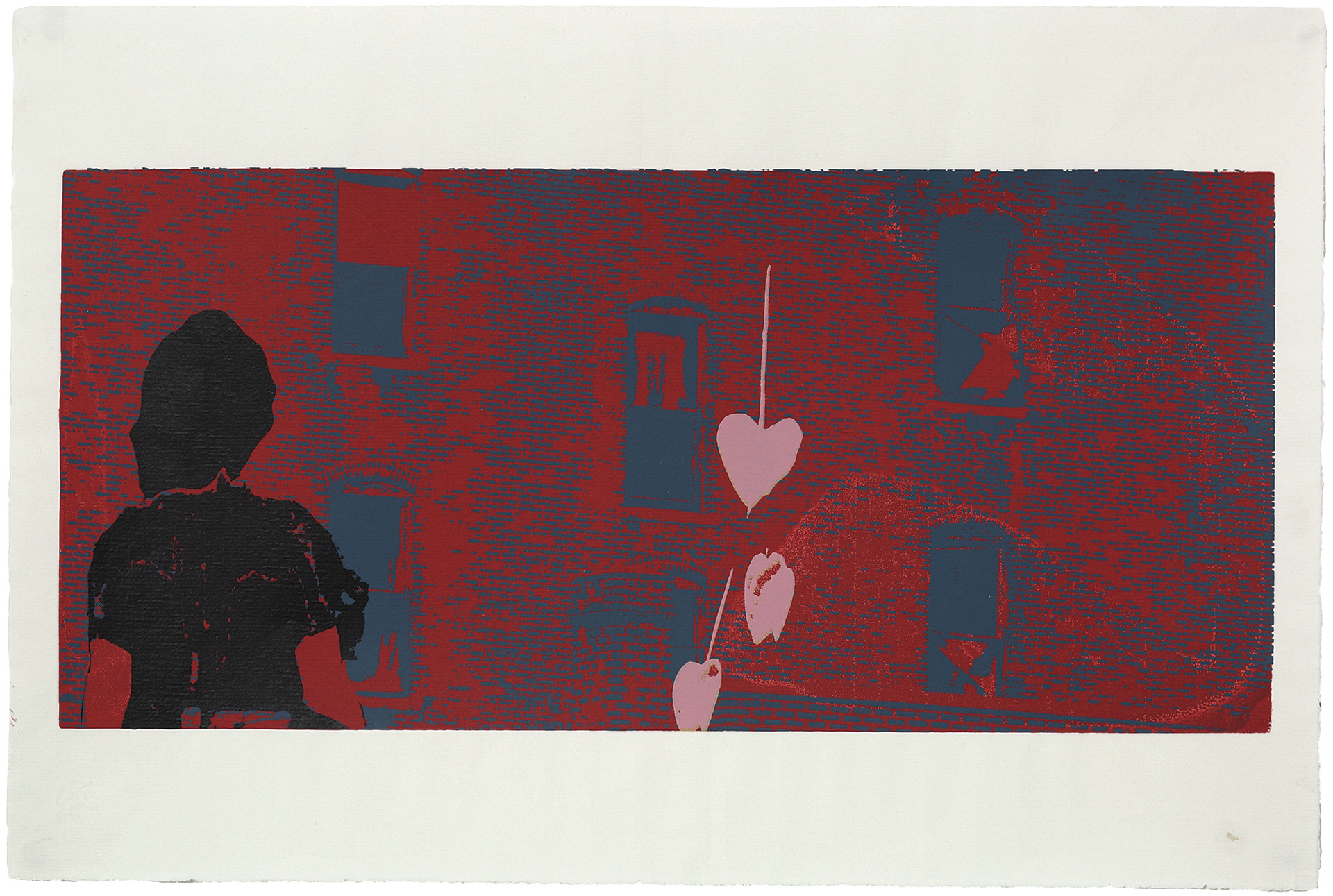 silkscreens, nature, one of a kind prints, printmaking, sisi palmer, art, woman, girl, black, red, blue, pink, heart, factory