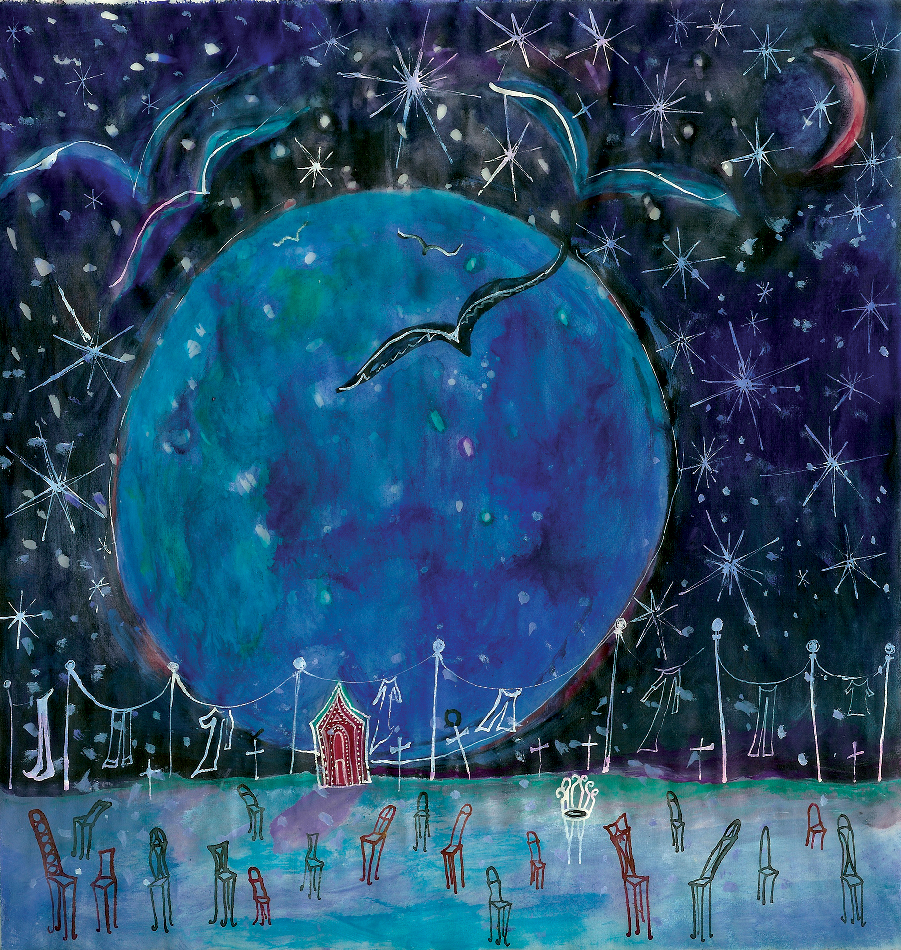 giclée, iris, limited edition series, book of days, dreams, printmaking, inkjet, sisi palmer, art, blue, stars, red, green
